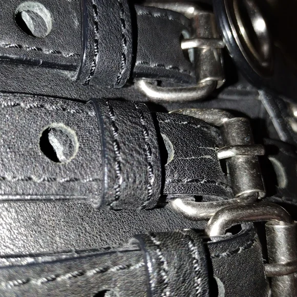 Rare Y2K XL Y2K Betsey Johnson Black Leather Studded "Strap Tease" Shoul… - Picture 9 of 15